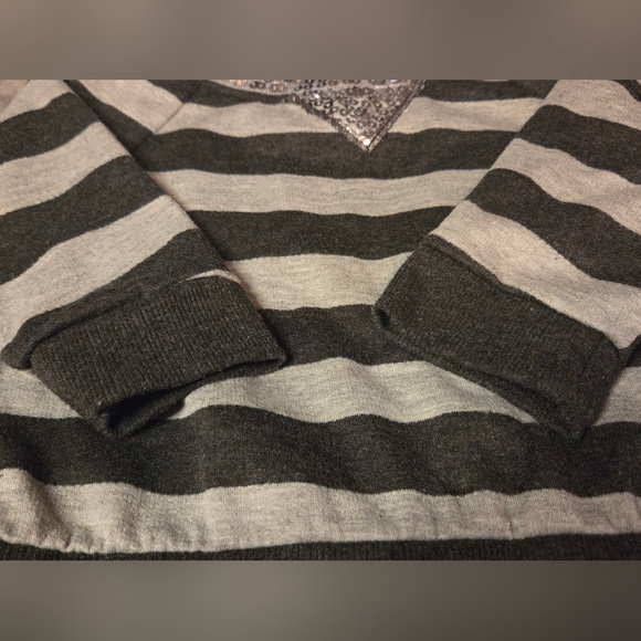 One Step Ahead Gray and White Striped Kids Shirt - Picture 4 of 5